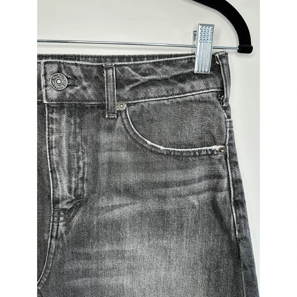 We‎ The Free People Black Denim Mini Skirt 25 Frayed Hem Rocker Festival Revival